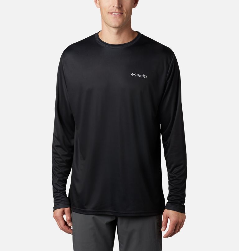 Men's Terminal Tackle PFG Fish Flag Long Sleeve Shirt, Color: Black, Graphite, image 2