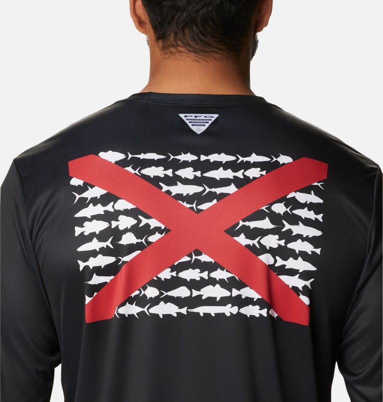 Men's Terminal Tackle PFG Fish Flag Long Sleeve Shirt, Color: Black, Alabama Fish, image 5