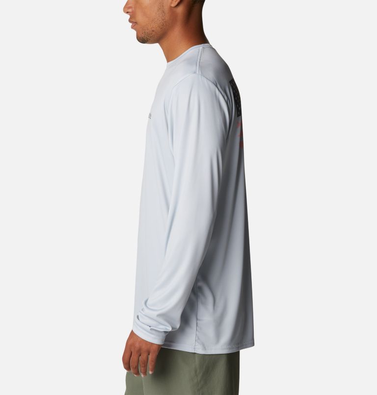 Men's Terminal Tackle PFG Fish Flag Long Sleeve Shirt, Color: Cool Grey, City Grey, image 3