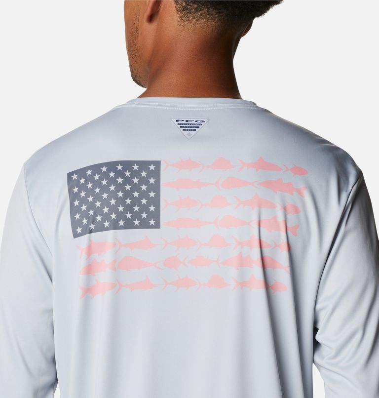 Thumbnail: Men's Terminal Tackle PFG Fish Flag Long Sleeve Shirt, Color: Cool Grey, City Grey, image 5