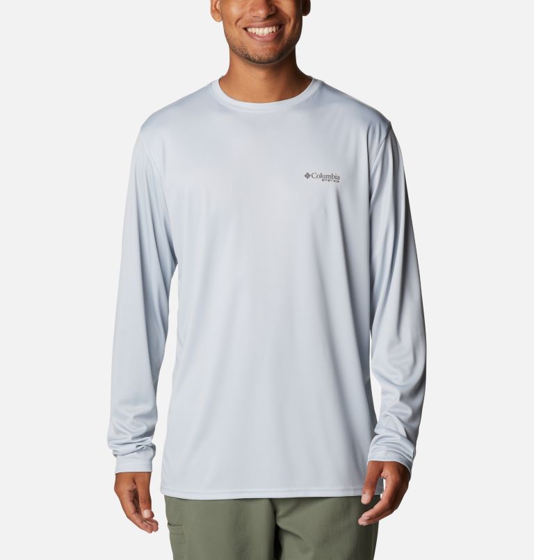 Men's Terminal Tackle PFG Fish Flag Long Sleeve Shirt, Color: Cool Grey, City Grey, image 2