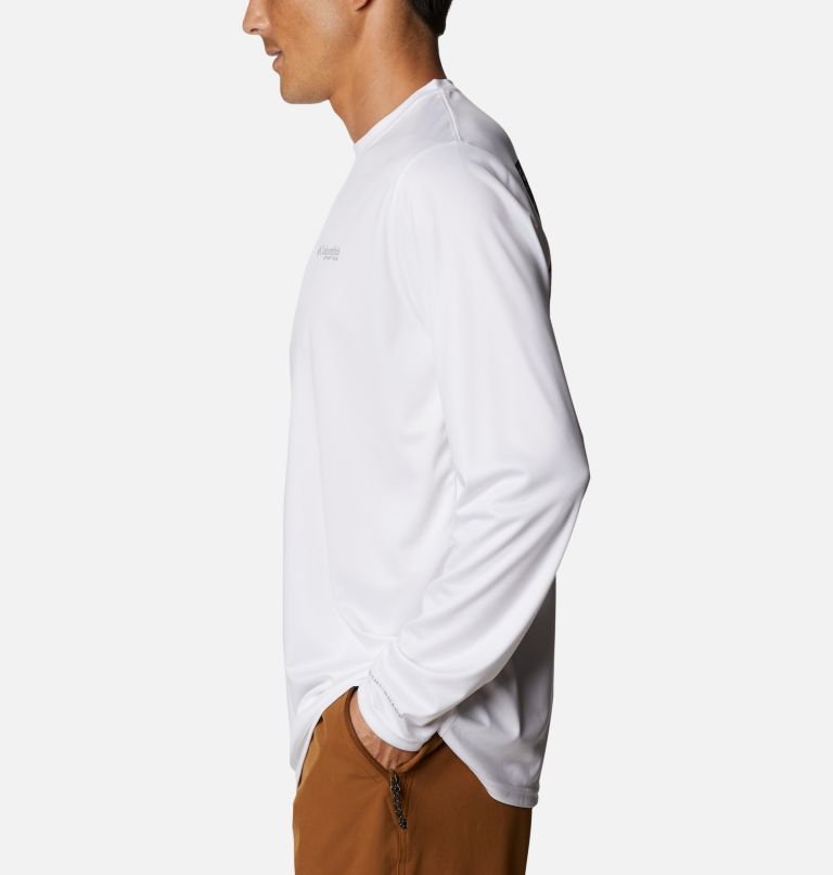 Men's Terminal Tackle PFG Fish Flag Long Sleeve Shirt, Color: White, Collegiate Navy, image 3
