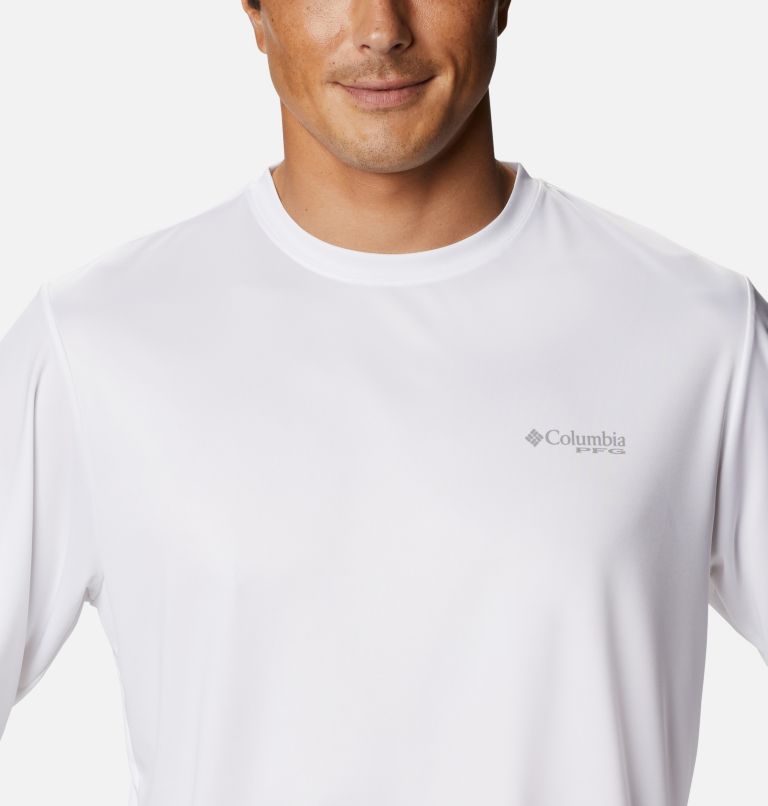 Men's Terminal Tackle PFG Fish Flag Long Sleeve Shirt, Color: White, Collegiate Navy, image 4
