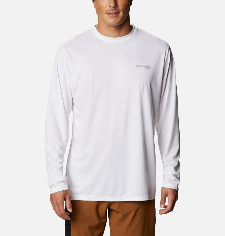 Men's Terminal Tackle PFG Fish Flag Long Sleeve Shirt, Color: White, Collegiate Navy, image 2