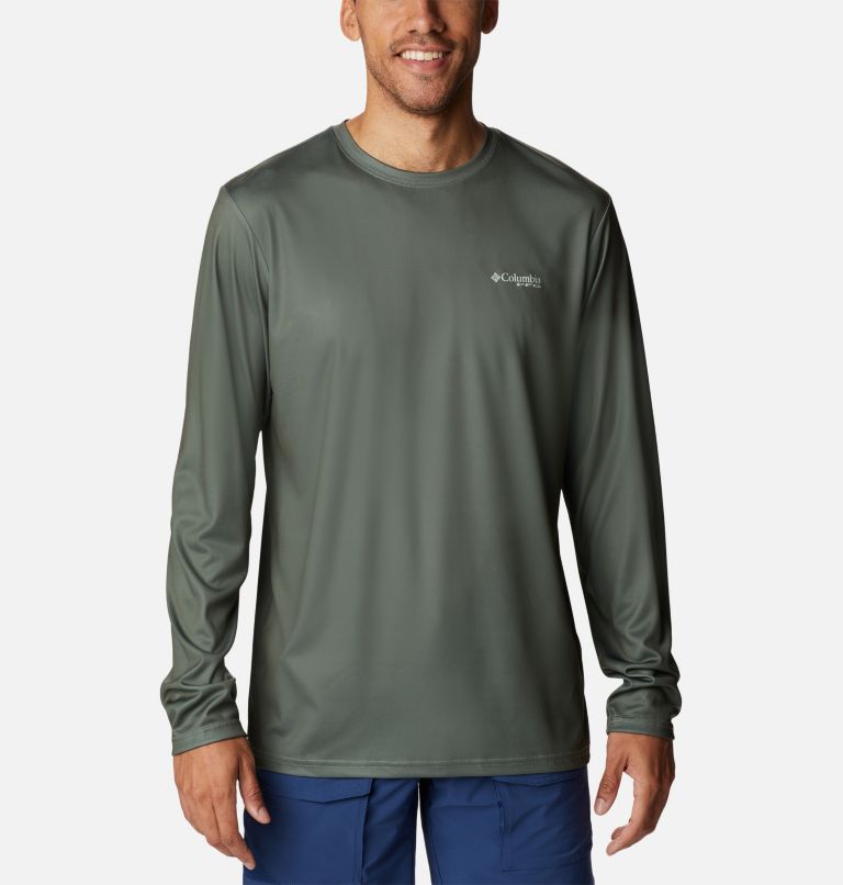 Men's Terminal Tackle PFG Fish Flag Long Sleeve Shirt, Color: Cypress, Cool Green Bass Lures, image 2