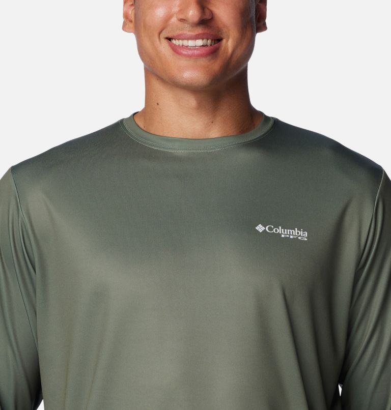 Men's Terminal Tackle PFG Fish Flag Long Sleeve Shirt, Color: Cypress, Cool Grey Bass Lures, image 4