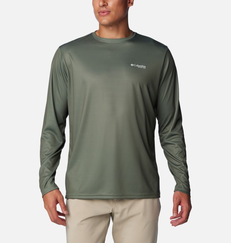 Men's Terminal Tackle PFG Fish Flag Long Sleeve Shirt, Color: Cypress, Cool Grey Bass Lures, image 2