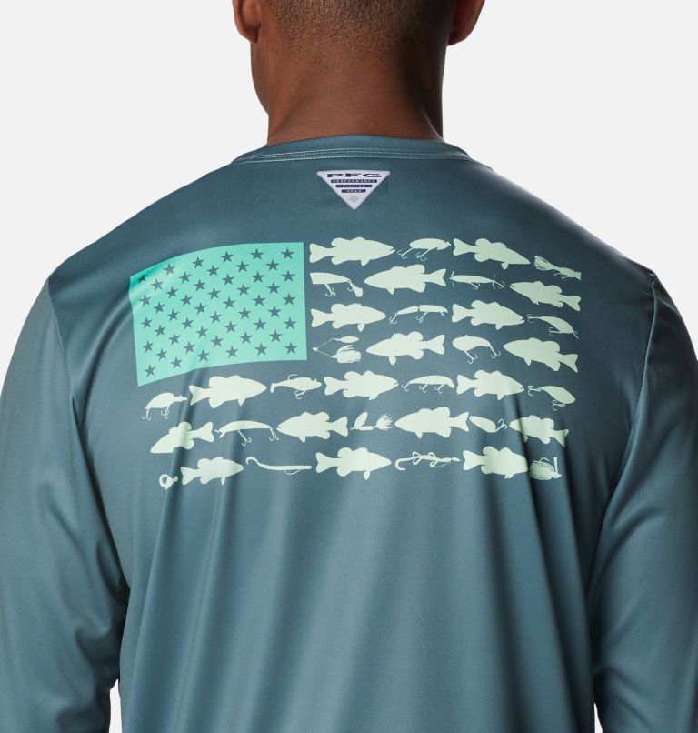 Thumbnail: Men's Terminal Tackle PFG Fish Flag Long Sleeve Shirt, Color: Metal, Key West Bass Lures, image 5