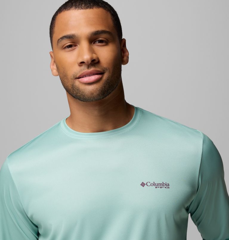 Men's Terminal Tackle PFG Fish Flag Long Sleeve Shirt, Color: Misty Jade, Dusty Purple, image 5