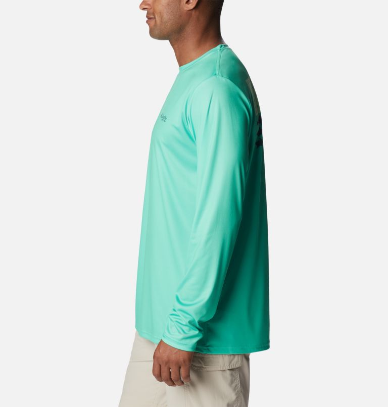 Thumbnail: Men's Terminal Tackle PFG Fish Flag Long Sleeve Shirt, Color: Light Jade, Metal Inshore Fish, image 3