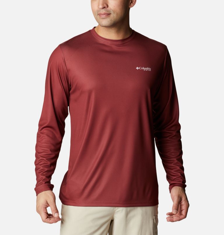 Thumbnail: Men's Terminal Tackle PFG Fish Flag Long Sleeve Shirt, Color: Red Jasper, White Bass Lures, image 1