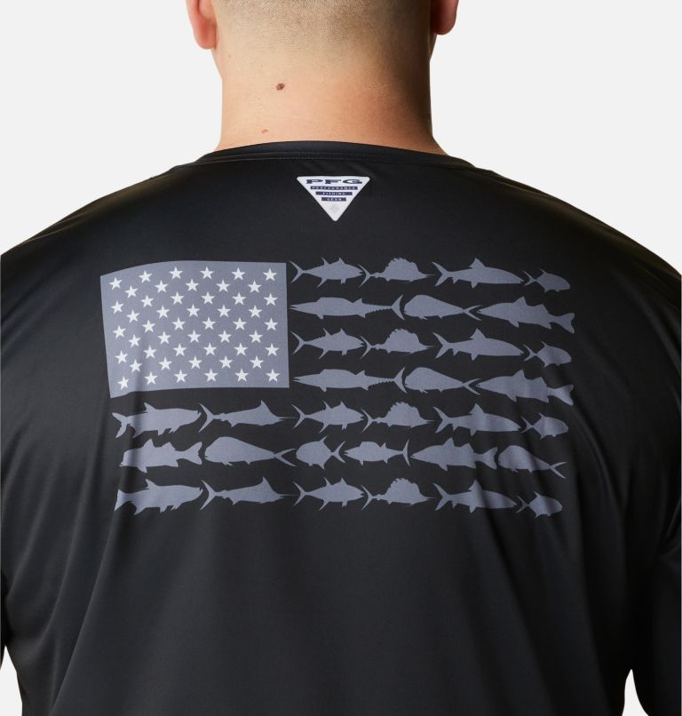 Thumbnail: Men's PFG Terminal Tackle Fish Flag Long Sleeve Shirt - Big, Color: Black, Graphite, image 5