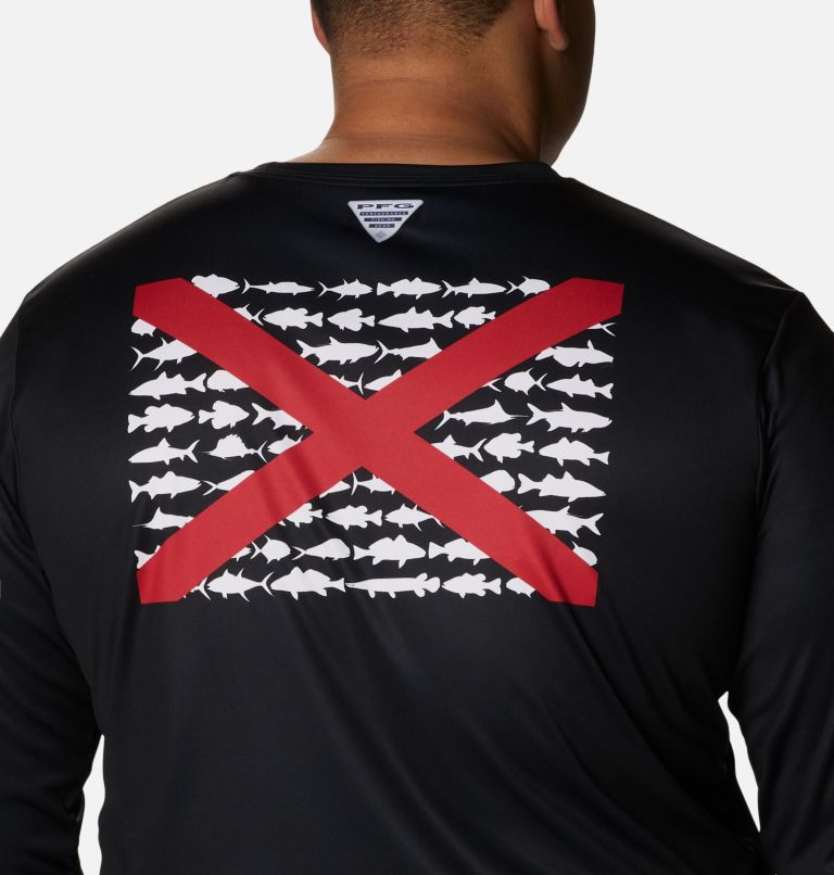 Men's PFG Terminal Tackle Fish Flag Long Sleeve Shirt - Big, Color: Black, Alabama Fish, image 5