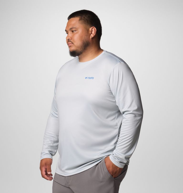 Men's PFG Terminal Tackle Fish Flag Long Sleeve Shirt - Big, Color: Cool Grey, Vivid Blue, image 4