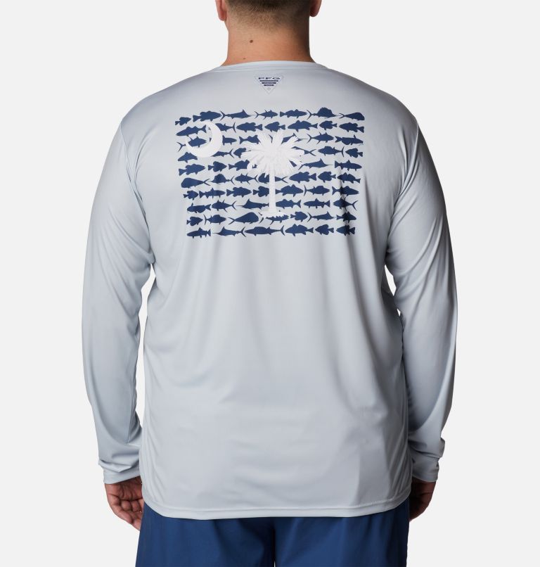 Men's PFG Terminal Tackle Fish Flag Long Sleeve Shirt - Big, Color: Cool Grey, South Carolina Fish, image 2