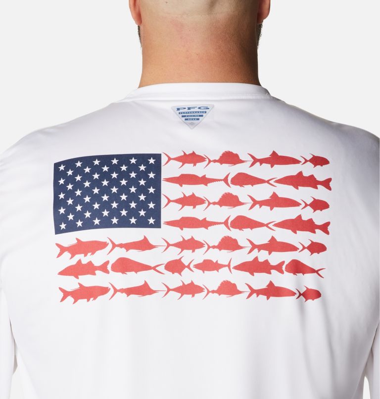 Columbia Boys' PFG Terminal Tackle Fish Flag Long Sleeve Tee - White