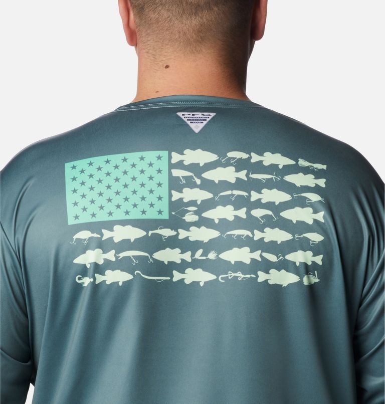 Men's PFG Terminal Tackle Fish Flag Long Sleeve Shirt - Big, Color: Metal, Key West Bass Lures, image 5