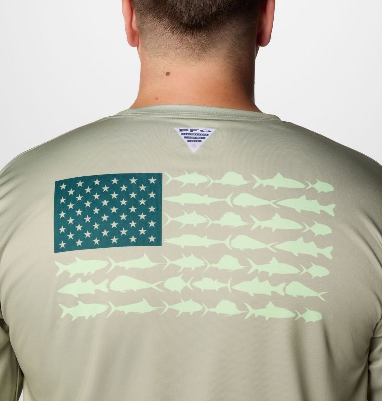 Men's PFG Terminal Tackle Fish Flag Long Sleeve Shirt - Big, Color: Smokey Sage, Key West, image 6