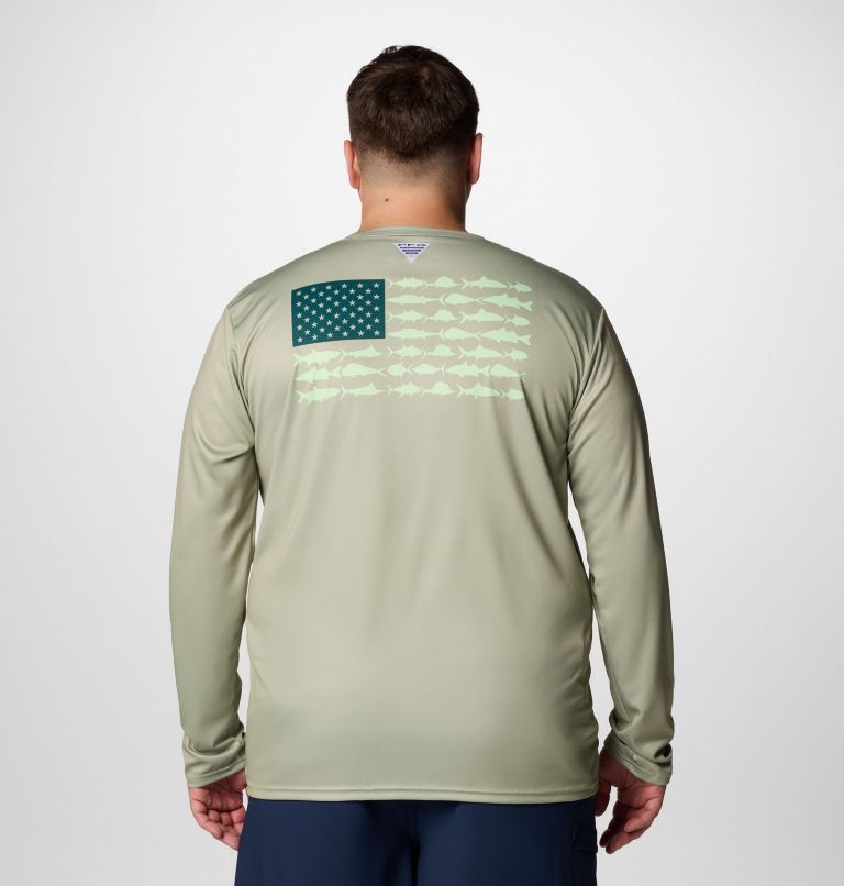 Men's PFG Terminal Tackle Fish Flag Long Sleeve Shirt - Big, Color: Smokey Sage, Key West, image 1