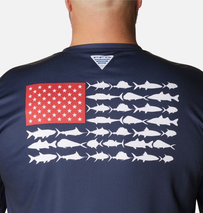 Men's PFG Terminal Tackle Fish Flag Long Sleeve Shirt - Big, Color: Collegiate Navy, Red Spark, image 5