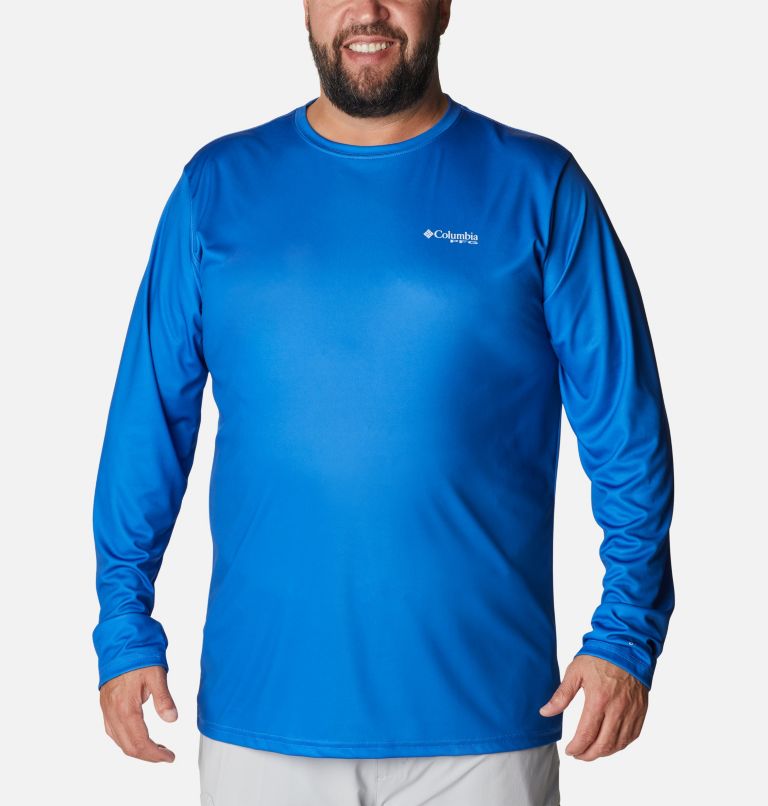 Columbia PFG Long Sleeve Fishing Shirt Omni-Shade Poly Navy Blue Men's Large