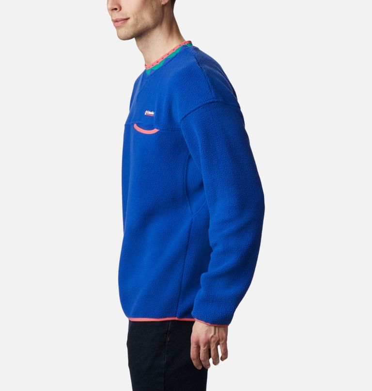 Unisex Wapitoo Fleece Pullover, Color: Lapis Blue, Bright Geranium, image 3