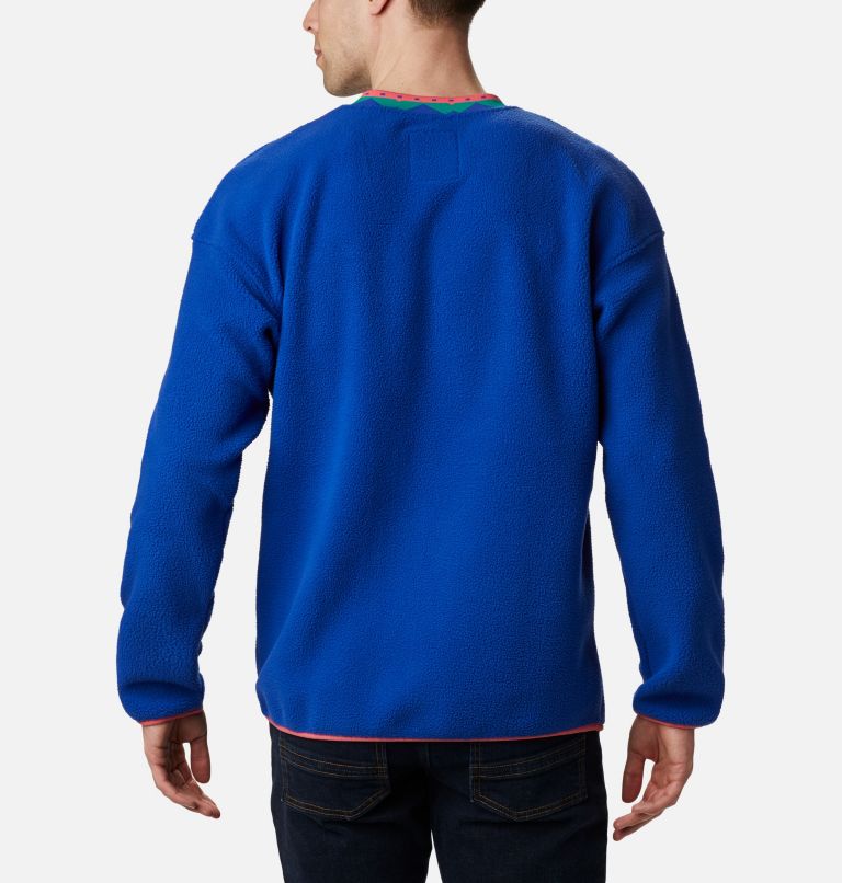 Unisex Wapitoo Fleece Pullover, Color: Lapis Blue, Bright Geranium, image 2