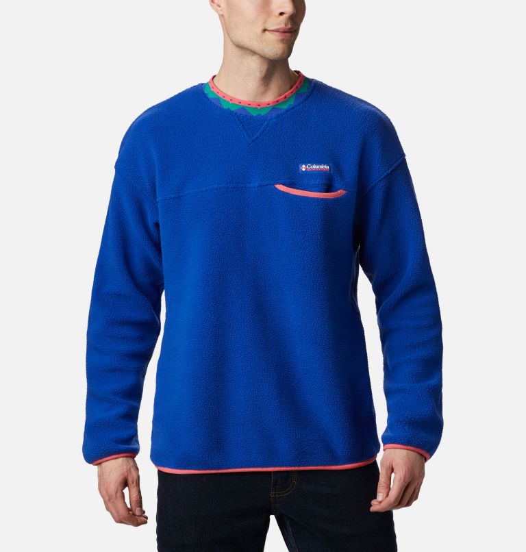 Unisex Wapitoo Fleece Pullover, Color: Lapis Blue, Bright Geranium, image 1