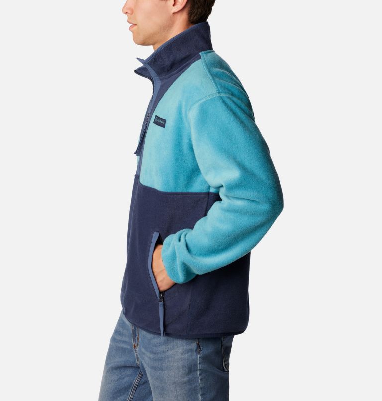 Men's Back Bowl Full Zip Fleece Jacket, Color: Shasta, Collegiate Navy, image 3