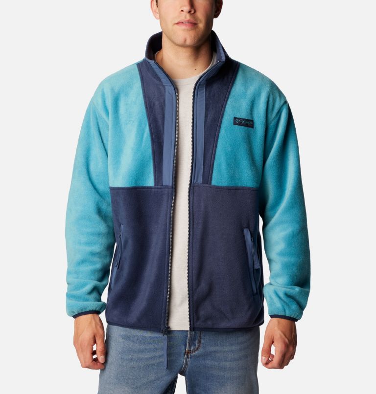 Thumbnail: Men's Back Bowl Full Zip Fleece Jacket, Color: Shasta, Collegiate Navy, image 6