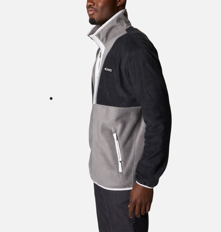 Men's Back Bowl Full Zip Fleece Jacket, Color: Black, City Grey, White, image 3