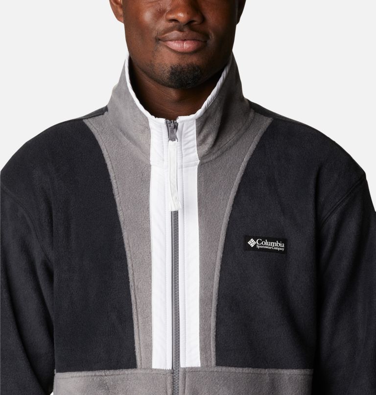 Thumbnail: Men's Back Bowl Full Zip Fleece Jacket, Color: Black, City Grey, White, image 4