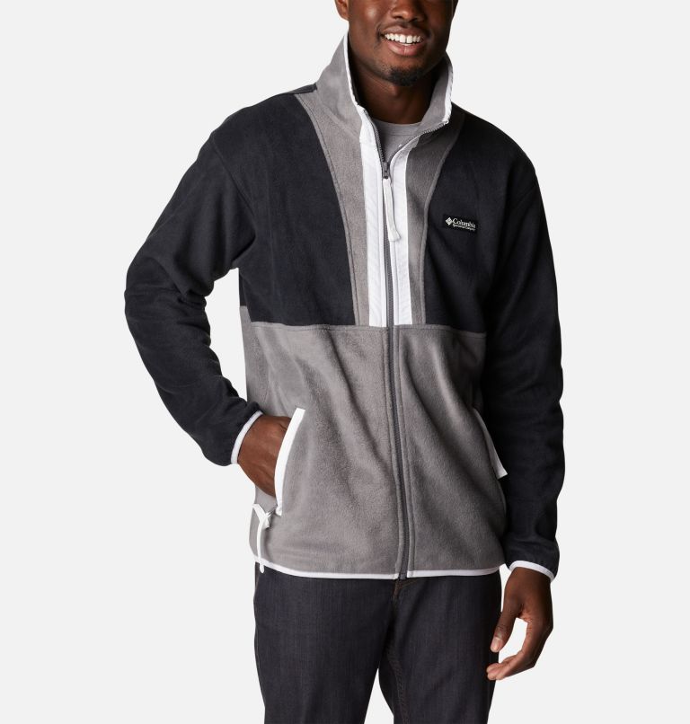 Men's Back Bowl Full Zip Fleece Jacket, Color: Black, City Grey, White, image 1