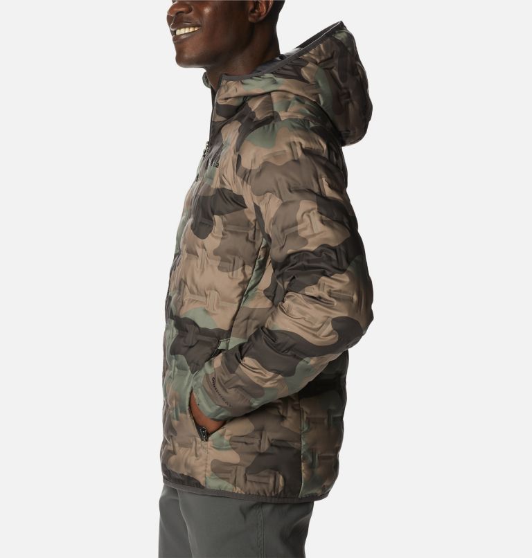 Men's Delta Ridge Down Hooded Jacket, Color: Cypress Mod Camo Print, image 3