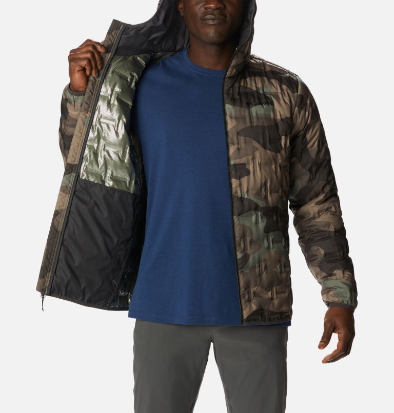 Men's Delta Ridge Down Hooded Jacket, Color: Cypress Mod Camo Print, image 5