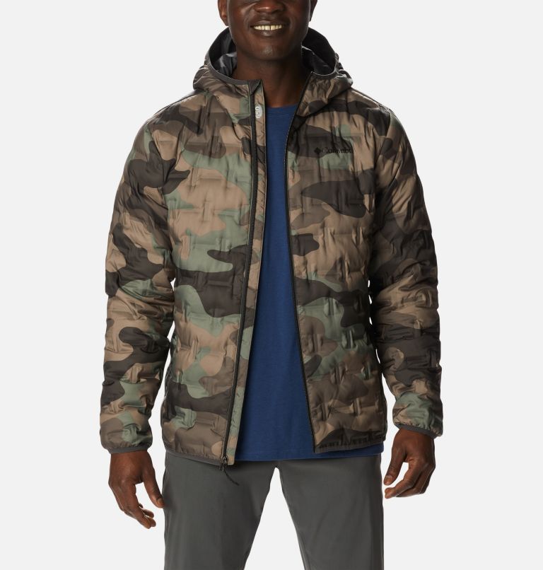 Men's Delta Ridge Down Hooded Jacket, Color: Cypress Mod Camo Print, image 7