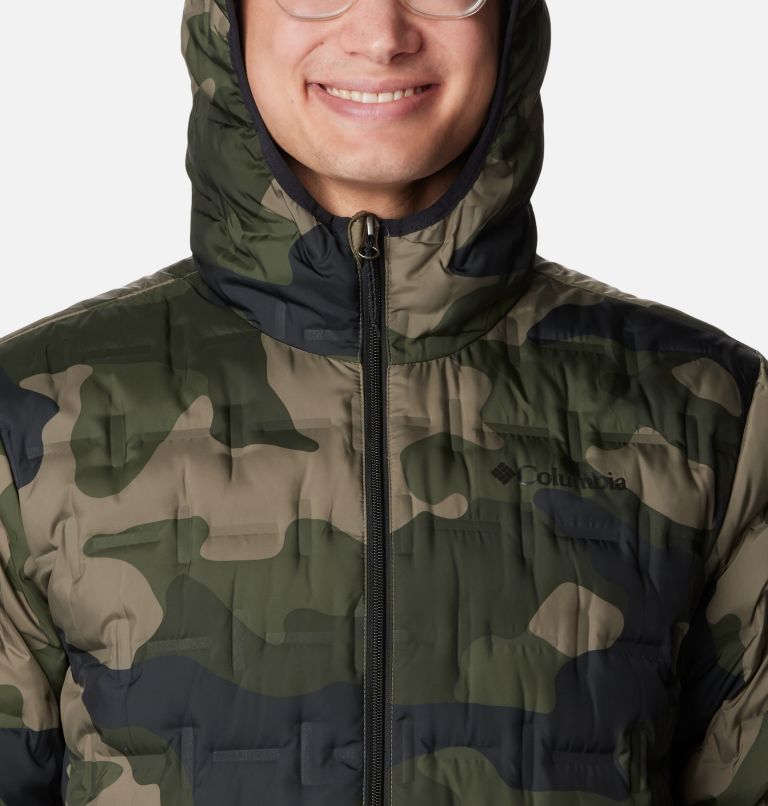 Men's Delta Ridge Down Hooded Jacket, Color: Stone Green Mod Camo Print, image 4
