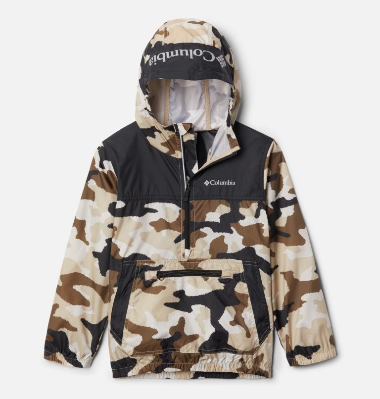 Thumbnail: Youth Bloomingport Windbreaker, Color: Ancient Fossil Trad Camo, Black, image 1
