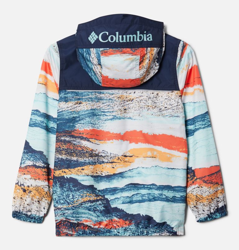 Thumbnail: Youth Bloomingport Windbreaker, Color: Icy Morn Hyper Nature, Collegiate Navy, image 2