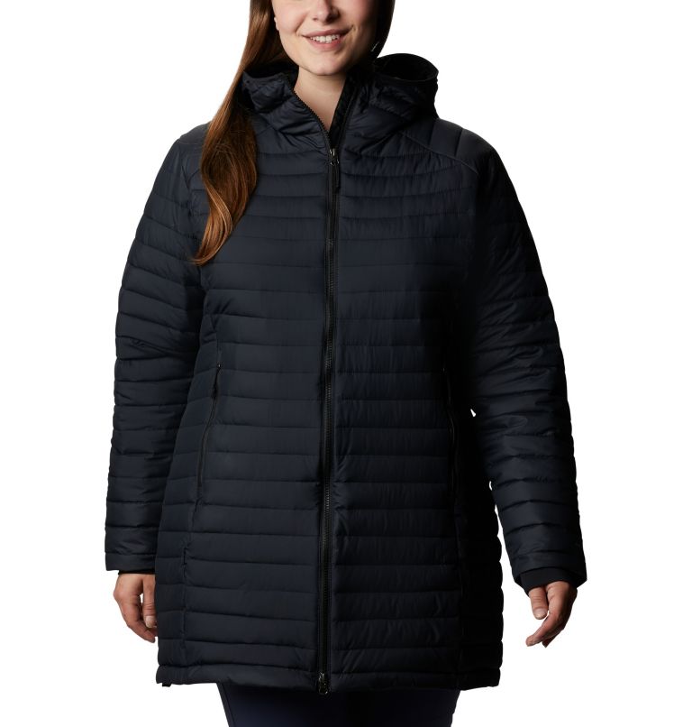 Women's White Out Mid Hooded Jacket - Plus Size, Color: Black, image 1
