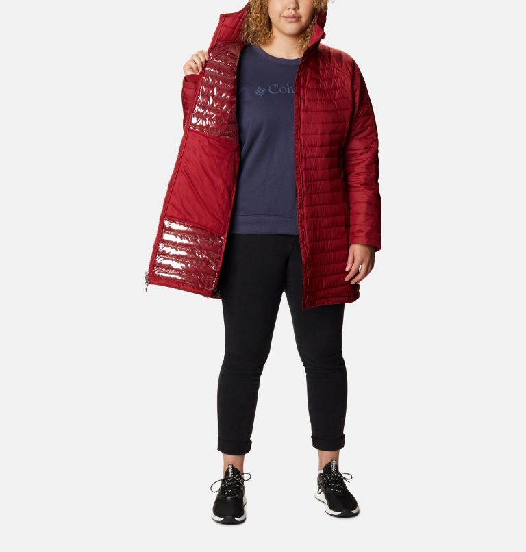 Women's White Out Mid Hooded Jacket - Plus Size, Color: Beet, image 5