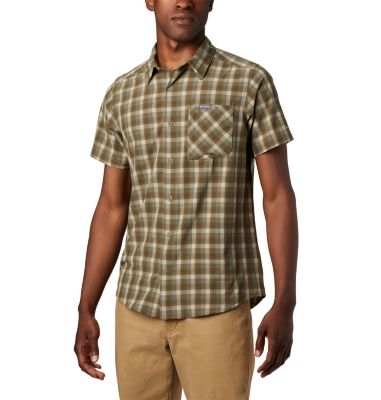 Men's Triple Canyon&trade; Short Sleeve Shirt Triple Canyon&trade; SS Shirt | 437 | L, Fossil Mini Tonal Plaid, front
