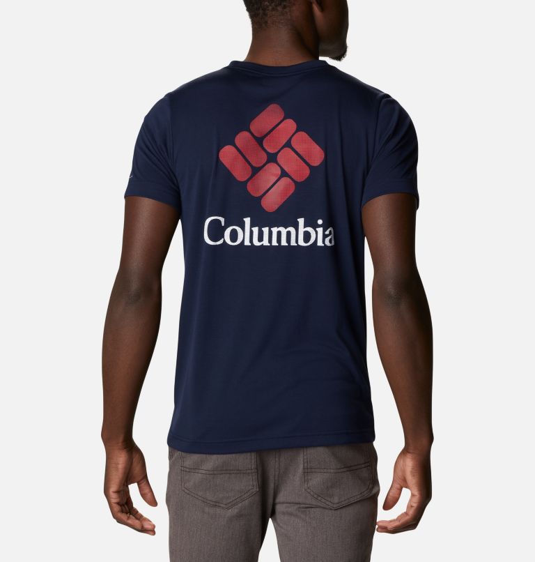Maxtrail™ SS Logo Tee | 466 | S Men's Maxtrail™ Short Sleeve Logo Tee, Collegiate Navy Stacked Dimension, back