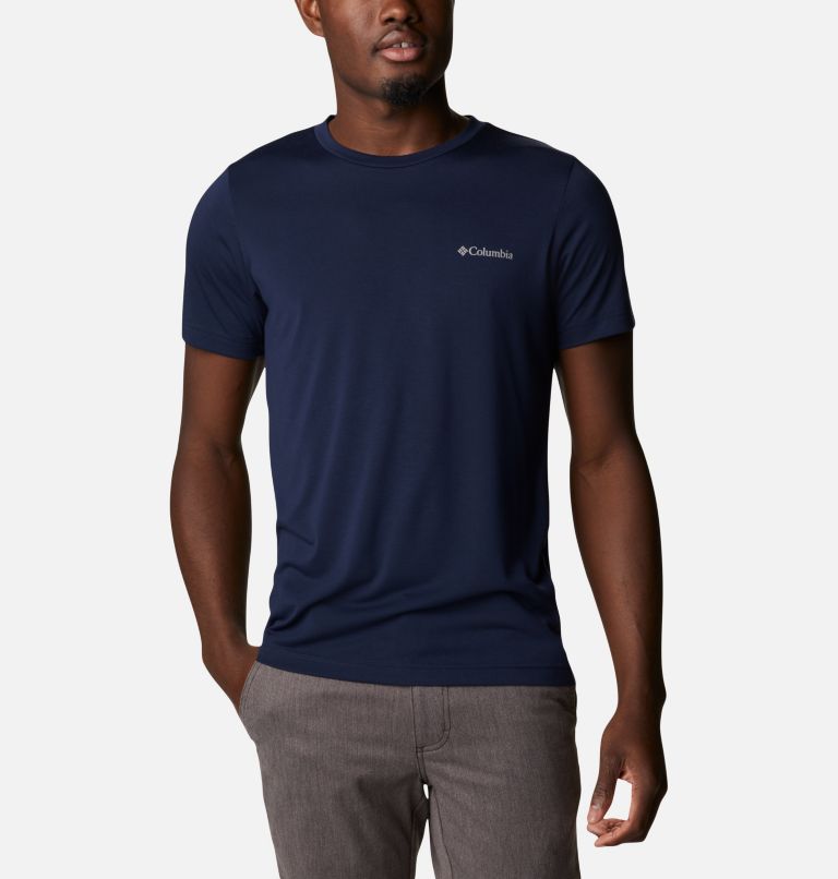 Maxtrail™ SS Logo Tee | 466 | S Men's Maxtrail™ Short Sleeve Logo Tee, Collegiate Navy Stacked Dimension, front