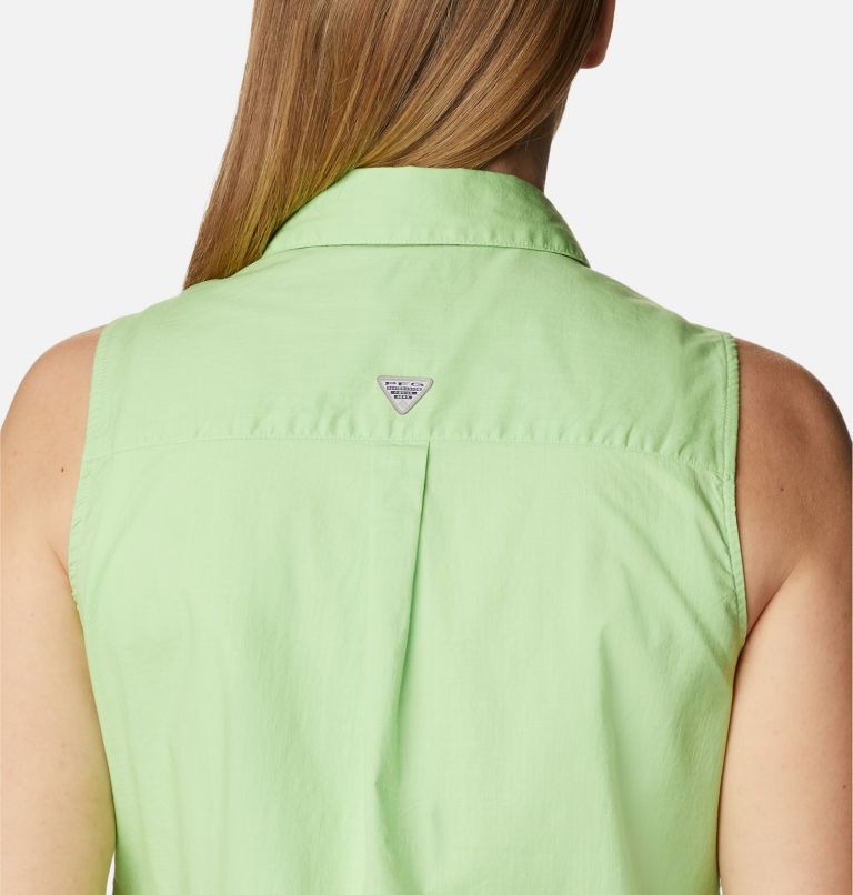 Thumbnail: Women's PFG Bonehead Stretch Sleeveless Shirt, Color: Light Lime, image 5