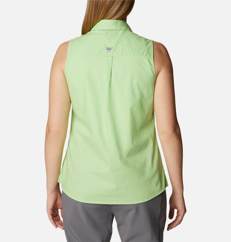 Thumbnail: Women's PFG Bonehead Stretch Sleeveless Shirt, Color: Light Lime, image 2