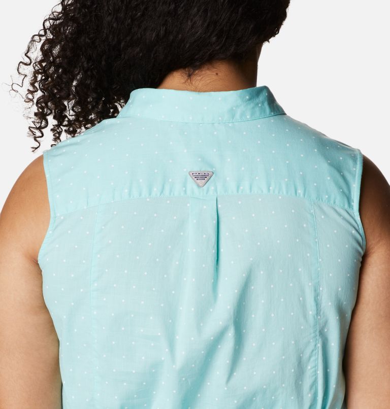 Robe sans manches extensible PFG Bonehead pour femme – Grandes tailles, Color: Gulf Stream Swiss Dot, image 5