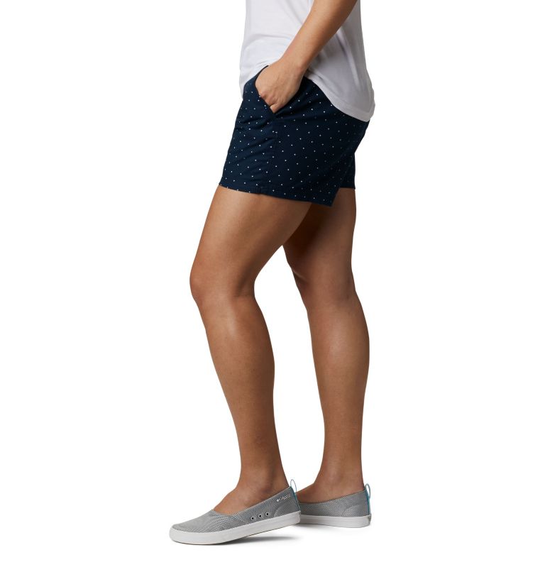 Women's PFG Bonehead Stretch Shorts, Color: Collegiate Navy Swiss Dot, image 3
