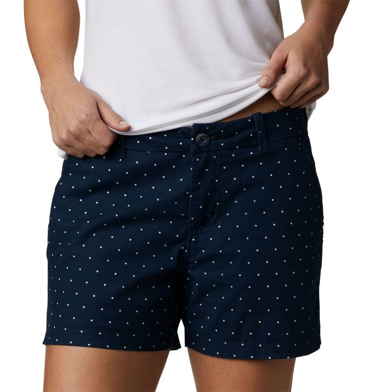 Women's PFG Bonehead Stretch Shorts, Color: Collegiate Navy Swiss Dot, image 4