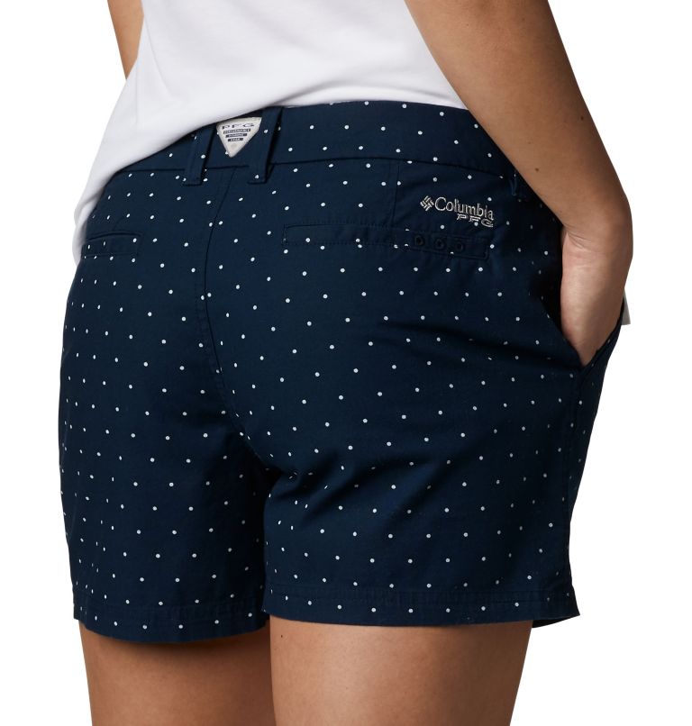 Women's PFG Bonehead Stretch Shorts, Color: Collegiate Navy Swiss Dot, image 5